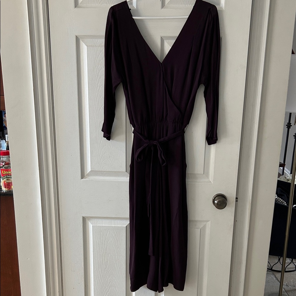 Babaton Plum Wrap-Style Long Sleeve pant jumpsuit